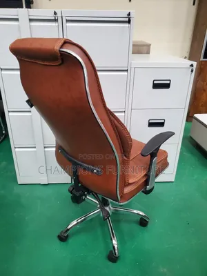 High Back Tan Leather Office Chair