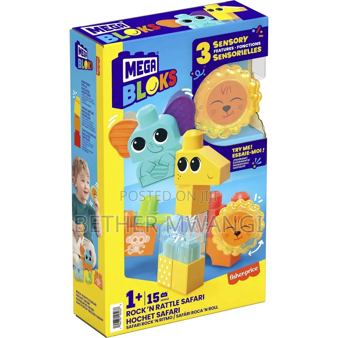 Mega Bloks Rock N Rattle Safari Sensory Building Toys
