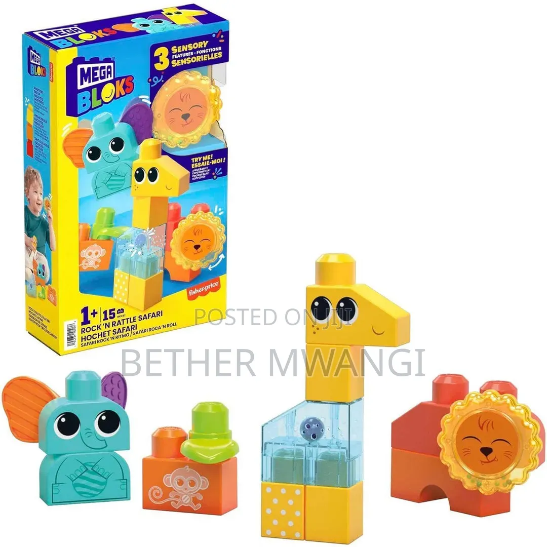 Mega Bloks Rock N Rattle Safari Sensory Building Toys