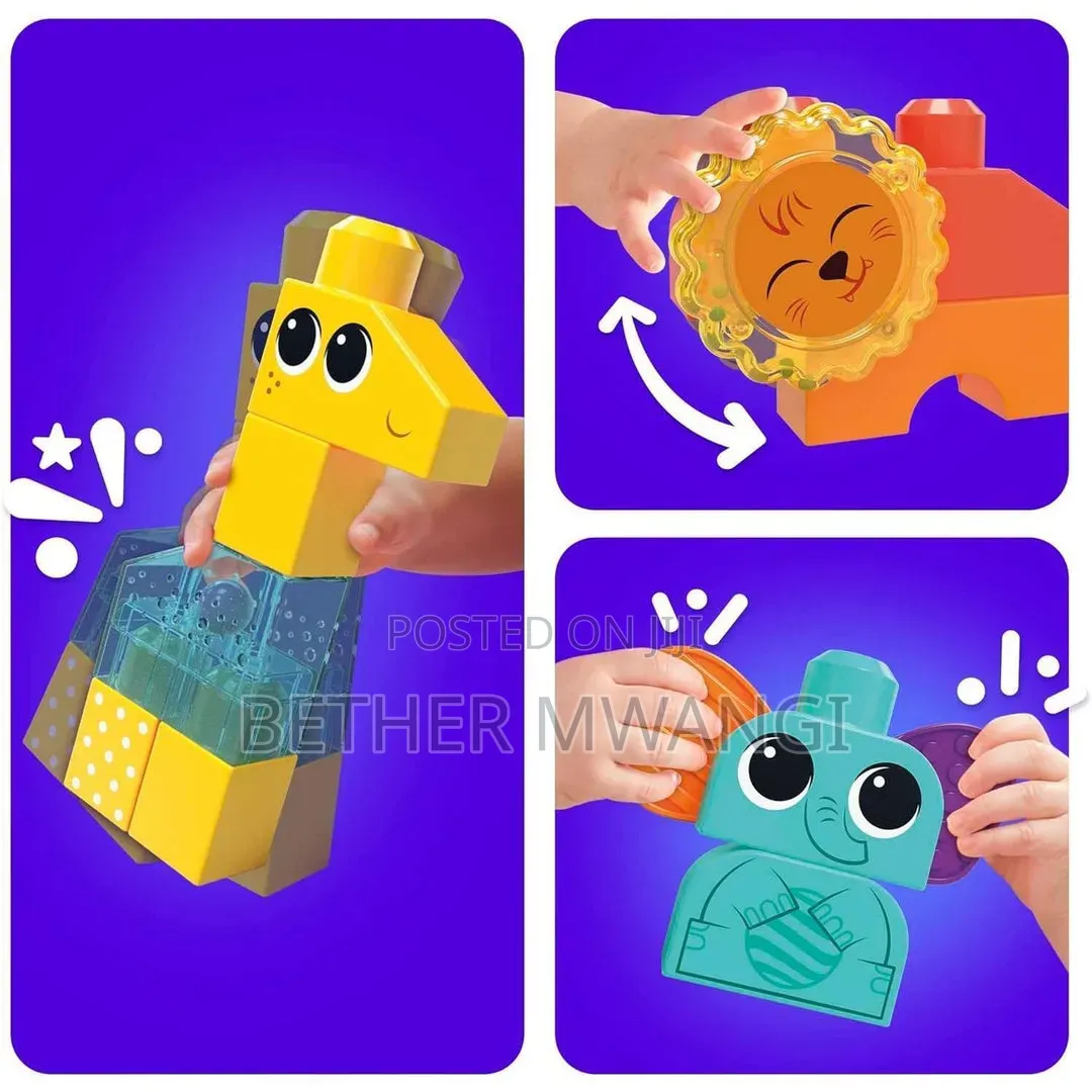 Mega Bloks Rock N Rattle Safari Sensory Building Toys