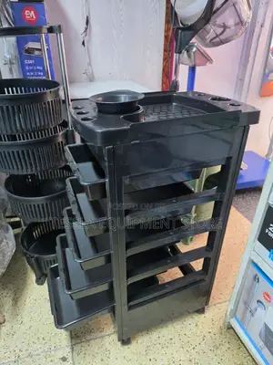 Multilevel Black Beauty Salon Trolley With 5 Drawers (Model T22)