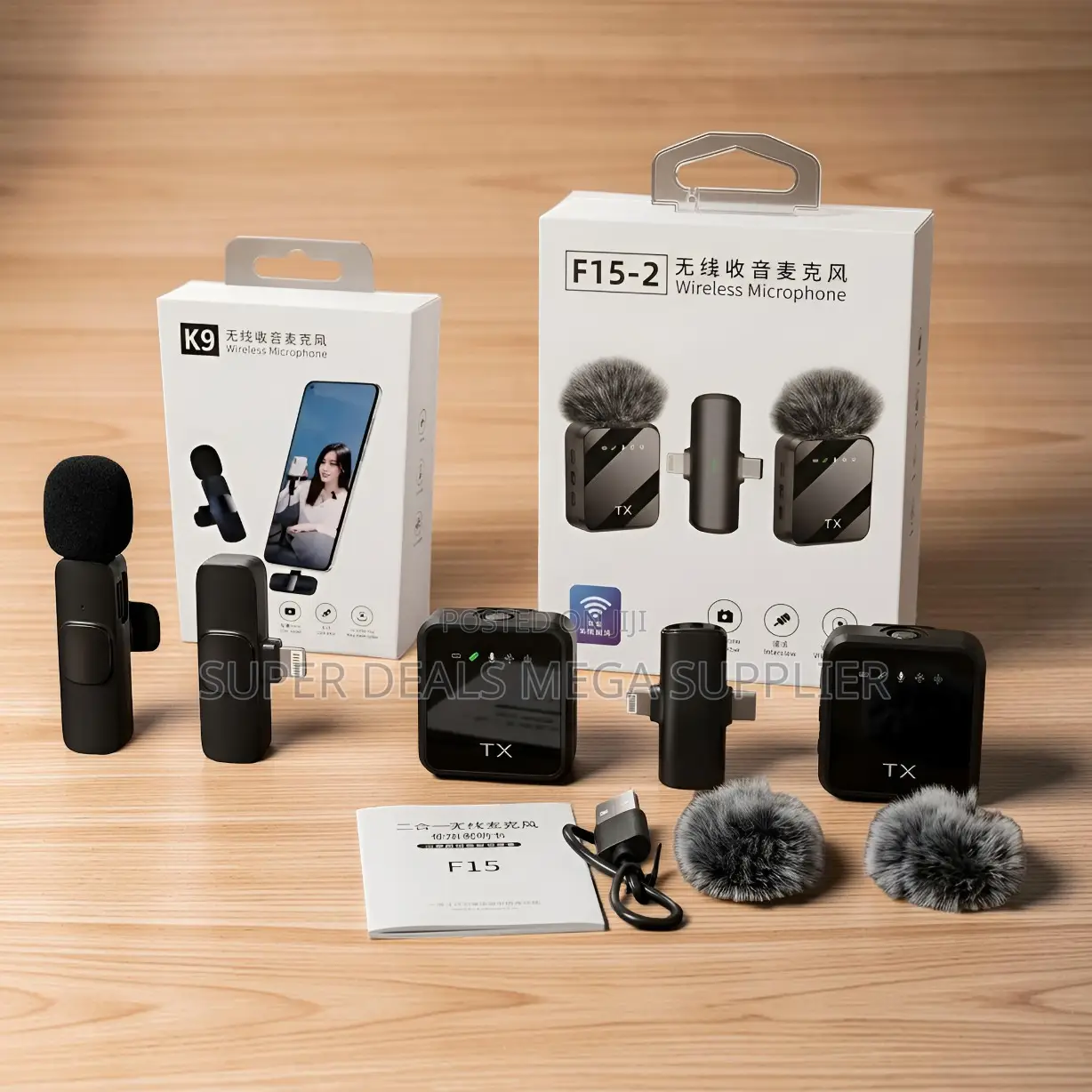,F15-2 Wireless Microphone 2TX Receiver for Android Video Set