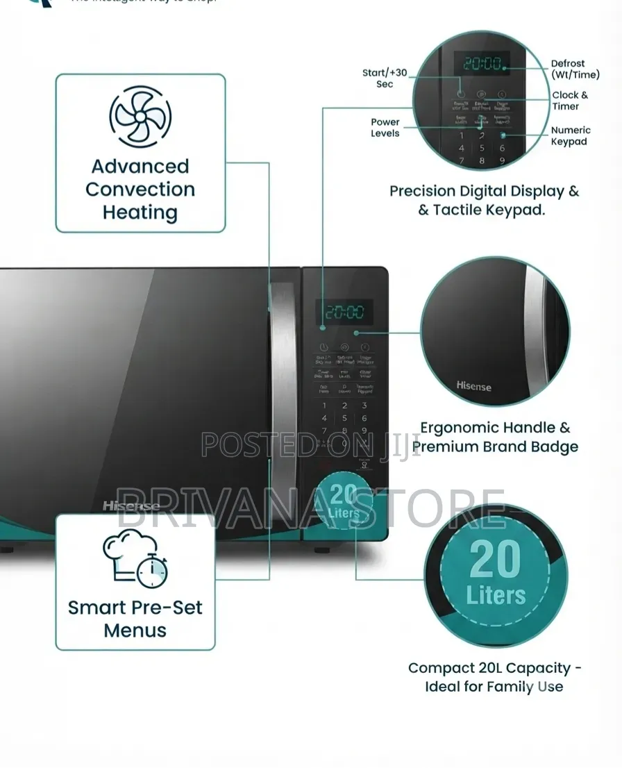 Hisense 20L Digital Microwave Oven – Digital Display, Timer Defrost