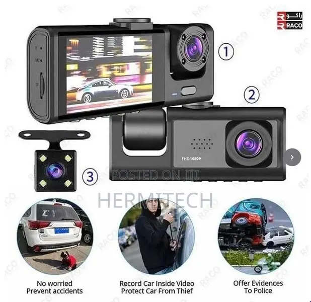 3 in 1 Dash Camera With Front Rear Video and G Sensor Protection