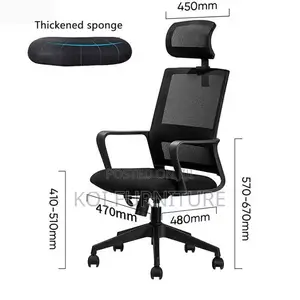Office Chairs; Headrest Black Ergonomic Office Chair