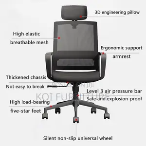 Office Chairs; Headrest Black Ergonomic Office Chair