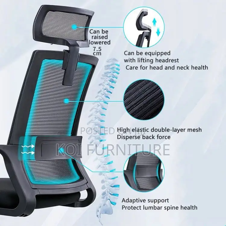 Office Chairs; Headrest Black Ergonomic Office Chair