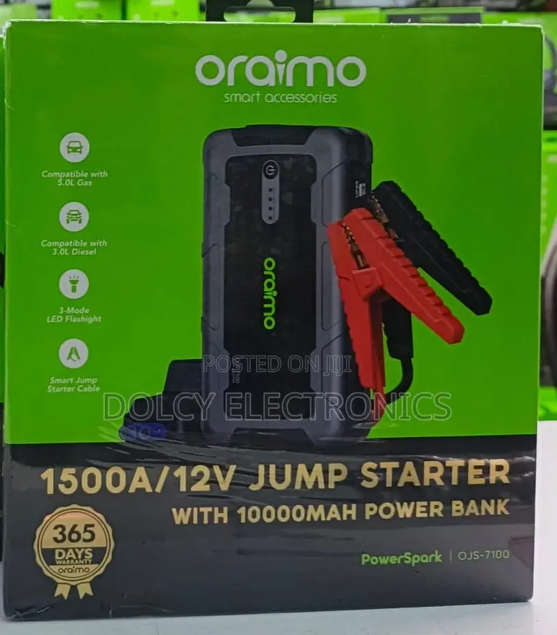 Oraimo Power Spark 1500A 12V Car Jump Starter With 10000 mAh
