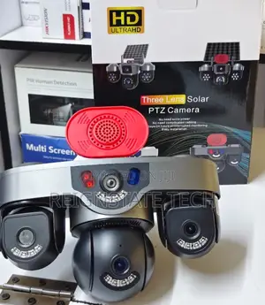 Ultra HD 6MP V380 4G Triple Lens Solar Powered PTZ Camera WTH Siren