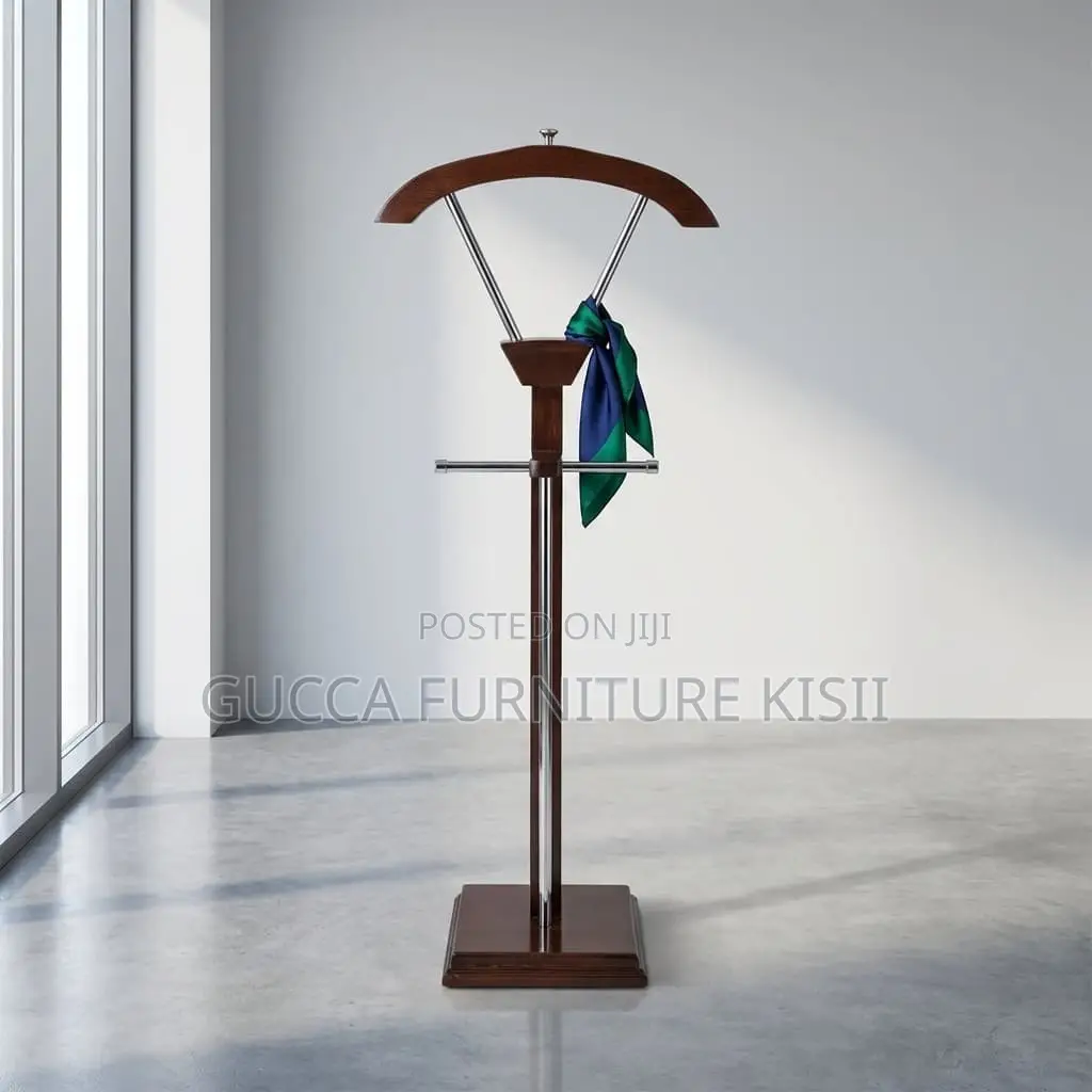 Coat Hanger; Executive Wooden Suit Valet Stand