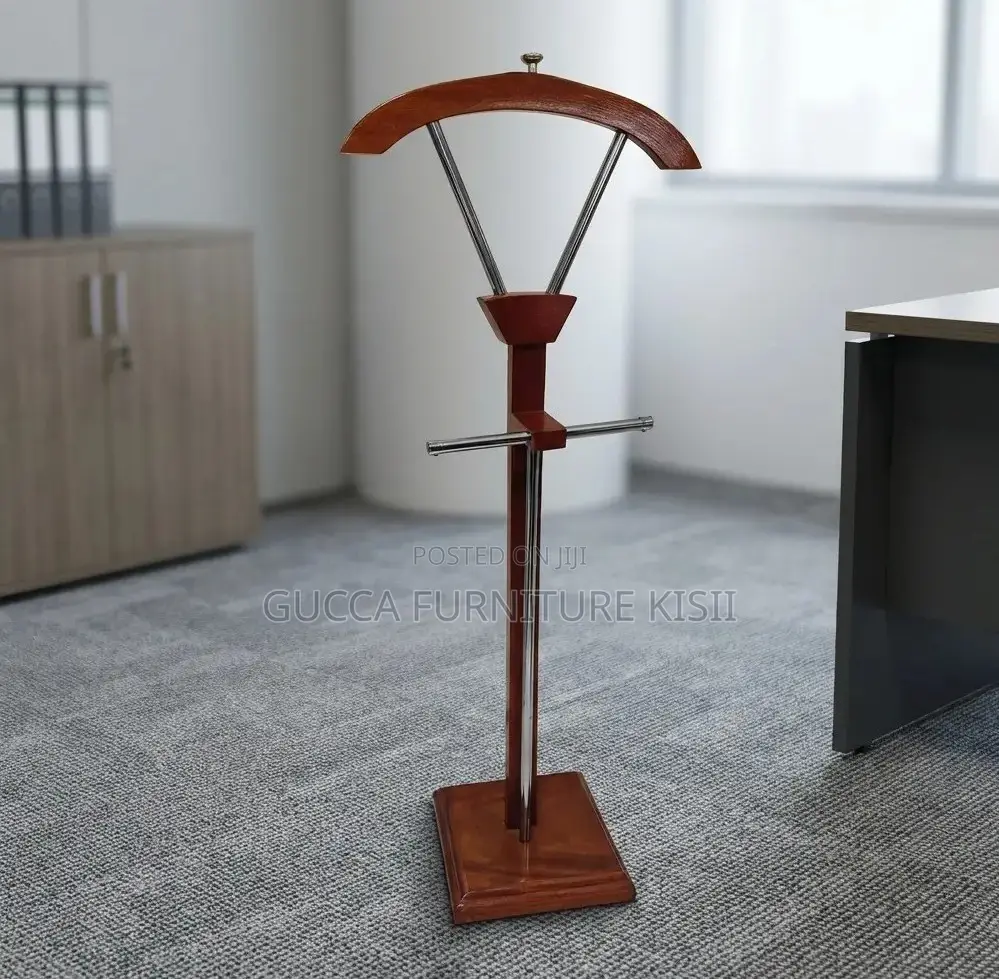Coat Hanger; Executive Wooden Suit Valet Stand