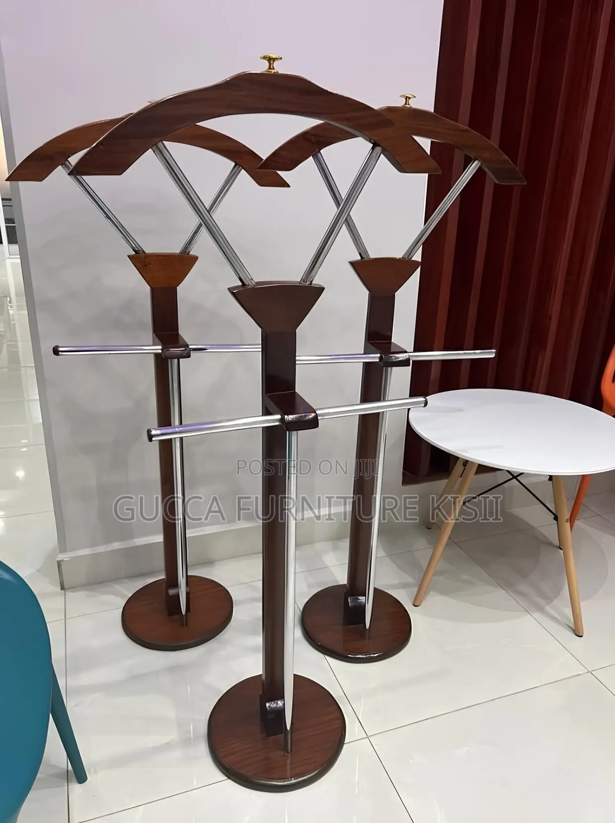 Coat Hanger; Executive Wooden Suit Valet Stand