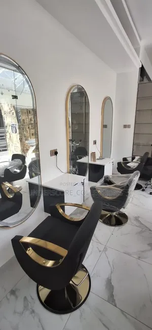 Executive Black and Gold Salon and Barber Chairs