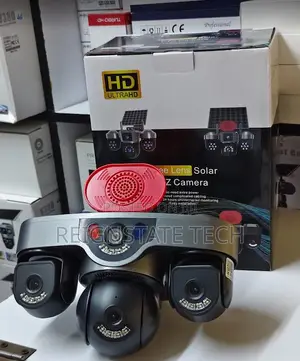Multiscreen 4G Triple Lens Simcard Solar PTZ Camera With Siren