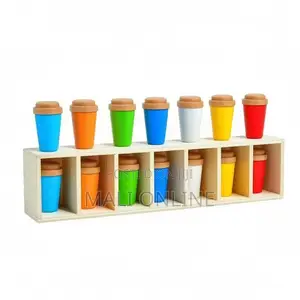 Bottle Flip Color Matching Game Wooden Board Toy 16 Bottles 8 Colors