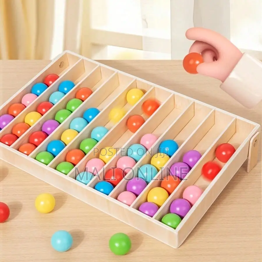 Wooden Colorful Ball Sorting Game Cognitive Color Matching Bead Puzzle