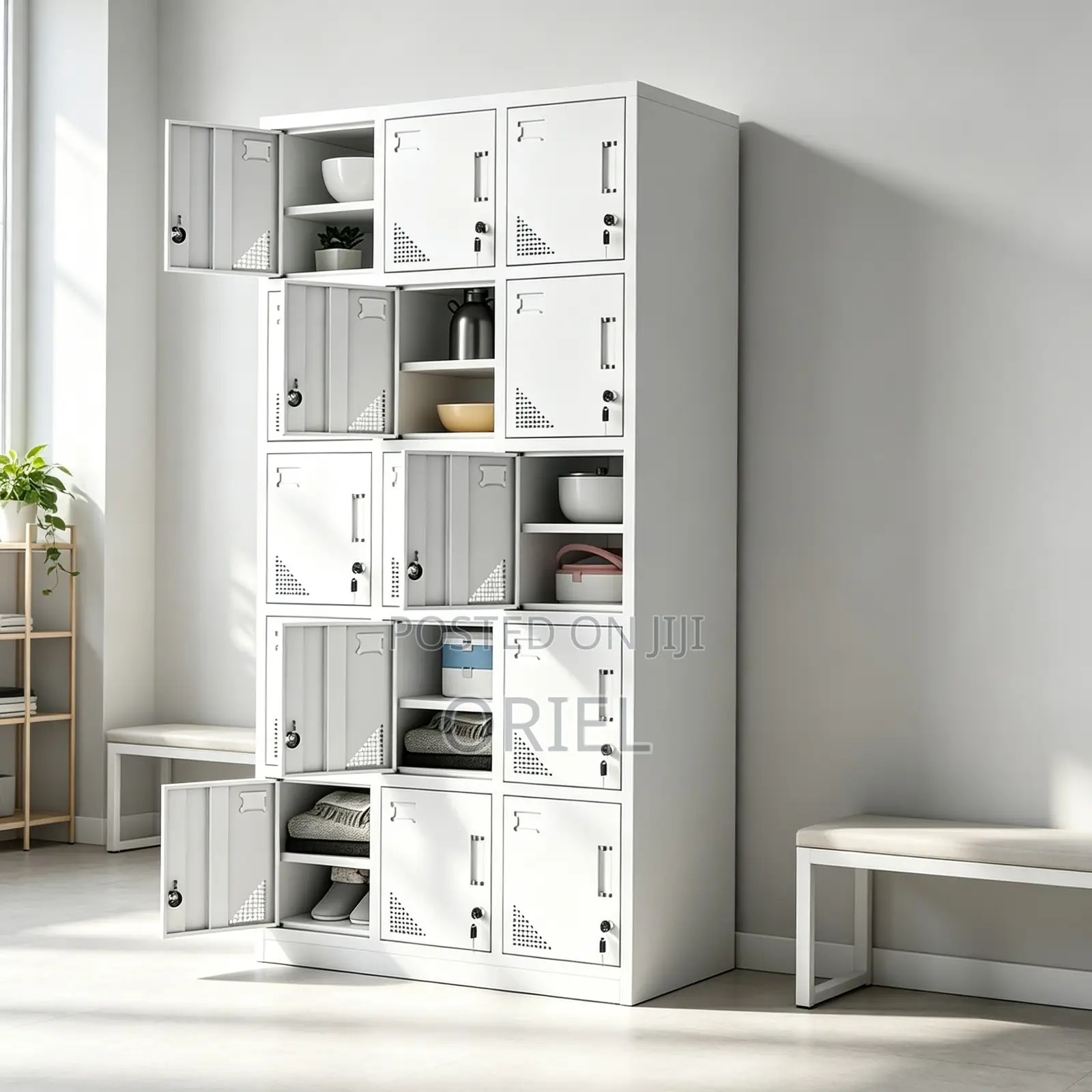 Office Cabinet : 15-Door Steel Locker Cabinet