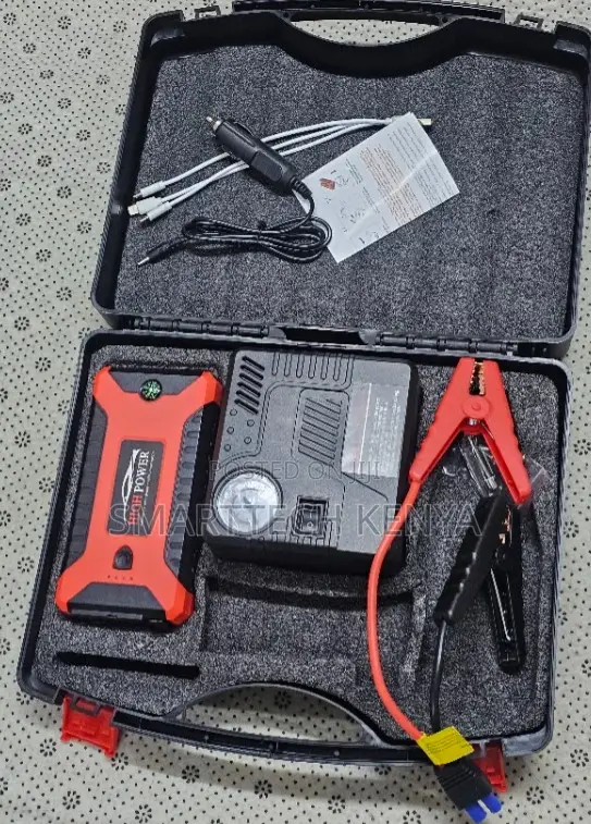 Emergency Car Jump Starter With Air Compressor LED Light