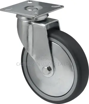 5'' Swivel Topplate Castor With a Plain Bearing Grey Rubber Tyre.
