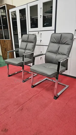 Vanguard Grey Leather Cantilever Chair