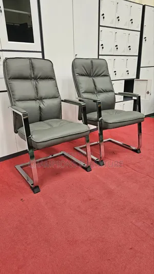Vanguard Grey Leather Cantilever Chair