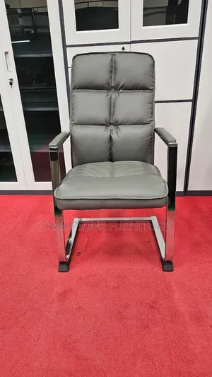 Vanguard Grey Leather Cantilever Chair