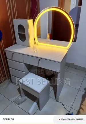 Modern Spacious Dressing Table With Lights and 5 Cabinets