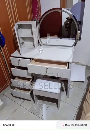 Modern Spacious Dressing Table With Lights and 5 Cabinets