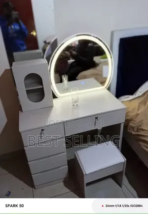 Modern Spacious Dressing Table With Lights and 5 Cabinets
