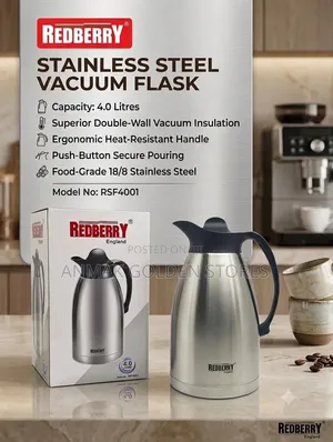 Redberry Premium Range of s.steel Vaccum Flask 
Unbreakable[ 4 LTR ]