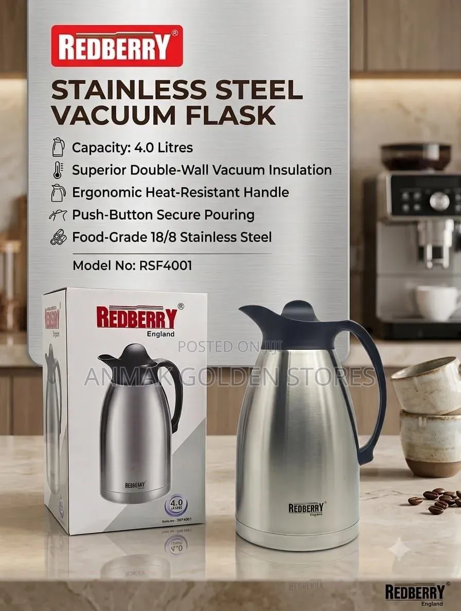 Redberry Premium Range of s.steel Vaccum Flask 
Unbreakable[ 4 LTR ]