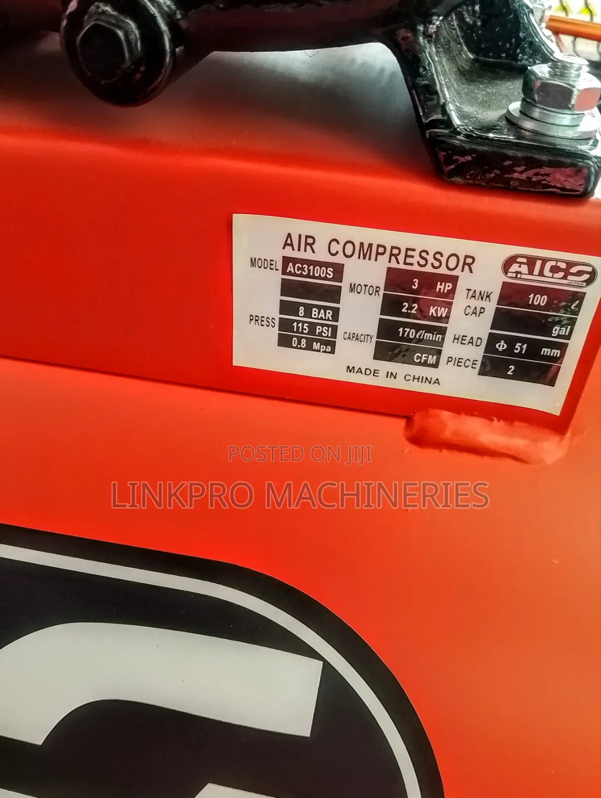 100 Litres Aico Electric Air Compressor 3hp Double Pistons