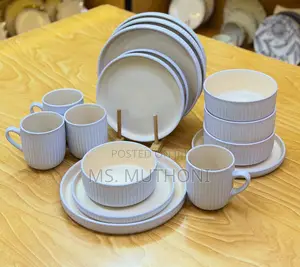 24-Piece Ribbed Ceramic Dinner Set