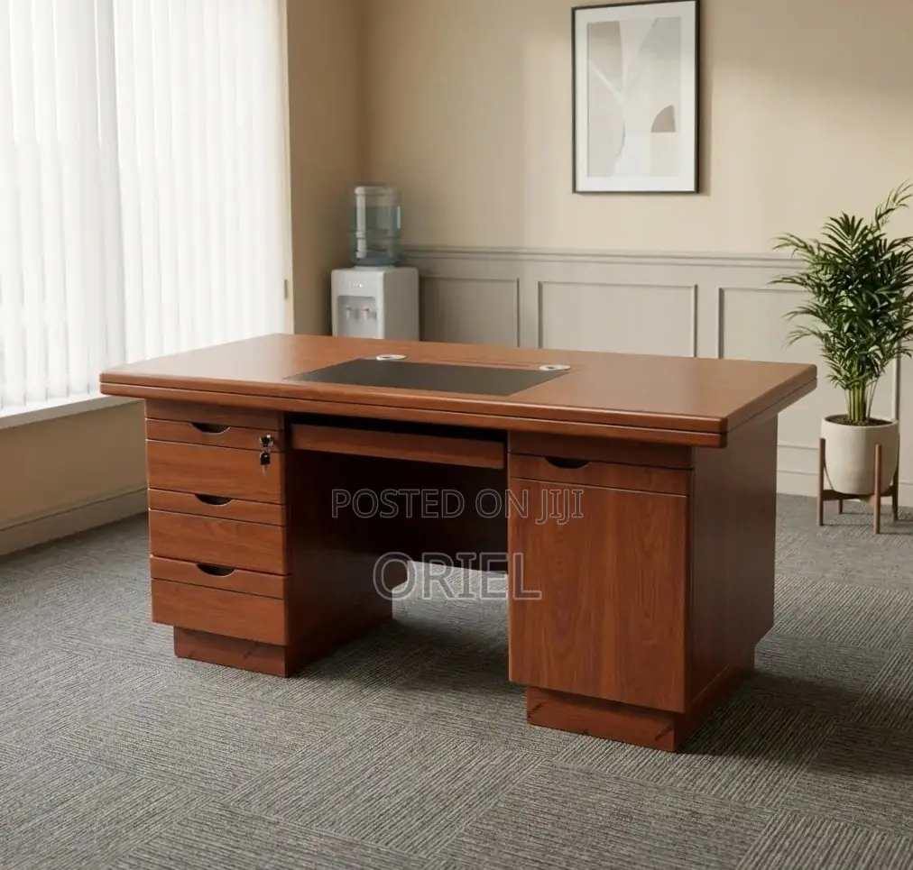 Office Desk : 140CM Mahogany Table With Drawers