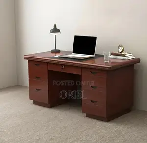 Office Desk : 140CM Mahogany Table With Drawers