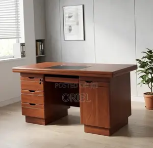 Office Desk : 140CM Mahogany Table With Drawers