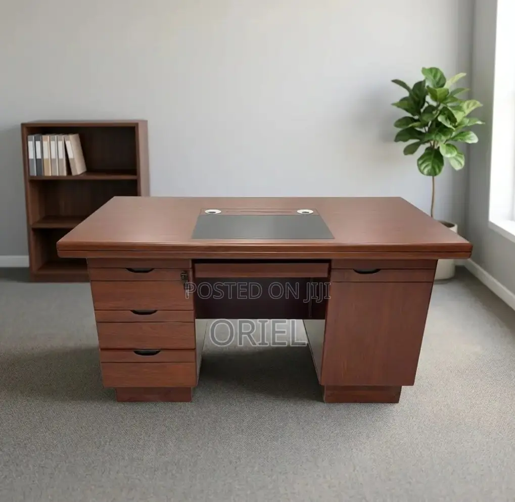 Office Desk : 140CM Mahogany Table With Drawers