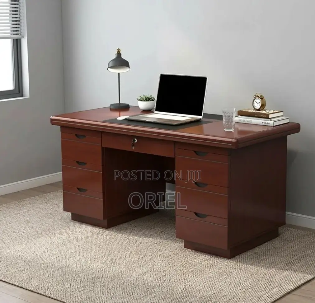 Office Desk : 140CM Mahogany Table With Drawers