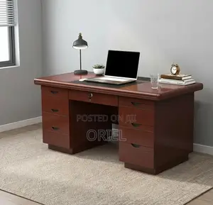 Office Desk : 140CM Mahogany Table With Drawers