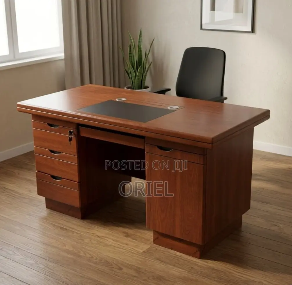 Office Desk : 140CM Mahogany Table With Drawers