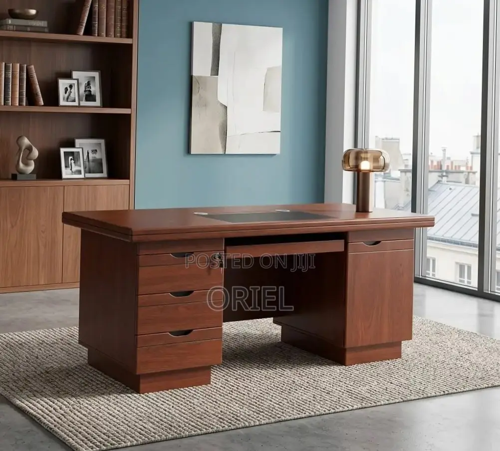 Office Desk : 140CM Mahogany Table With Drawers