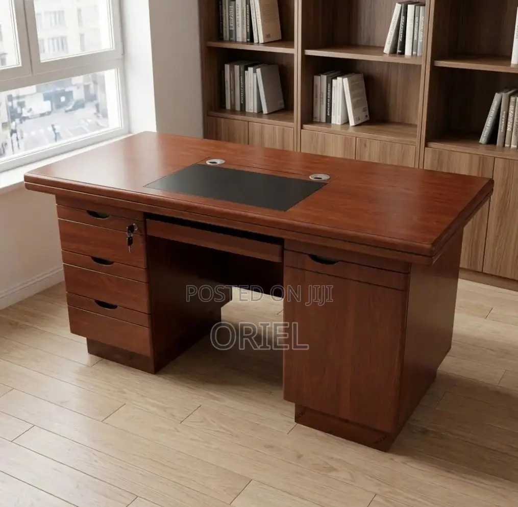 Office Desk : 140CM Mahogany Table With Drawers