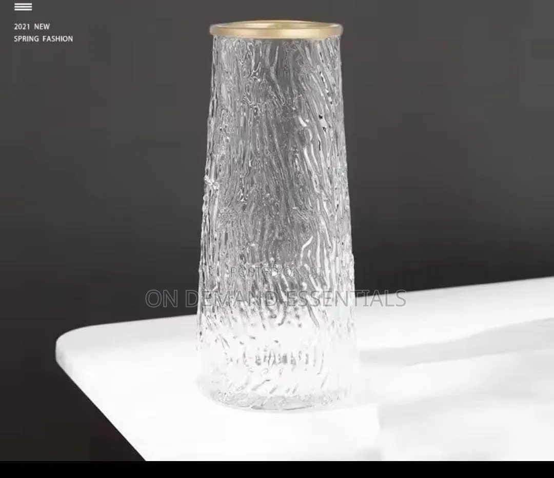 Glass Flower Vase With Gold Rim