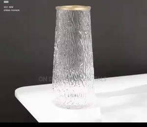 Glass Flower Vase With Gold Rim