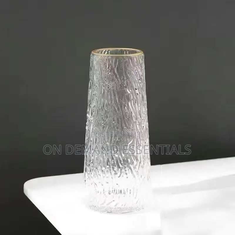 Glass Flower Vase With Gold Rim