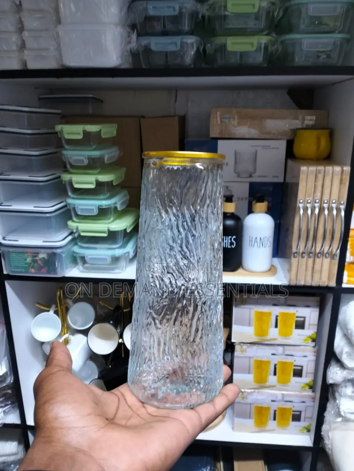 Glass Flower Vase With Gold Rim