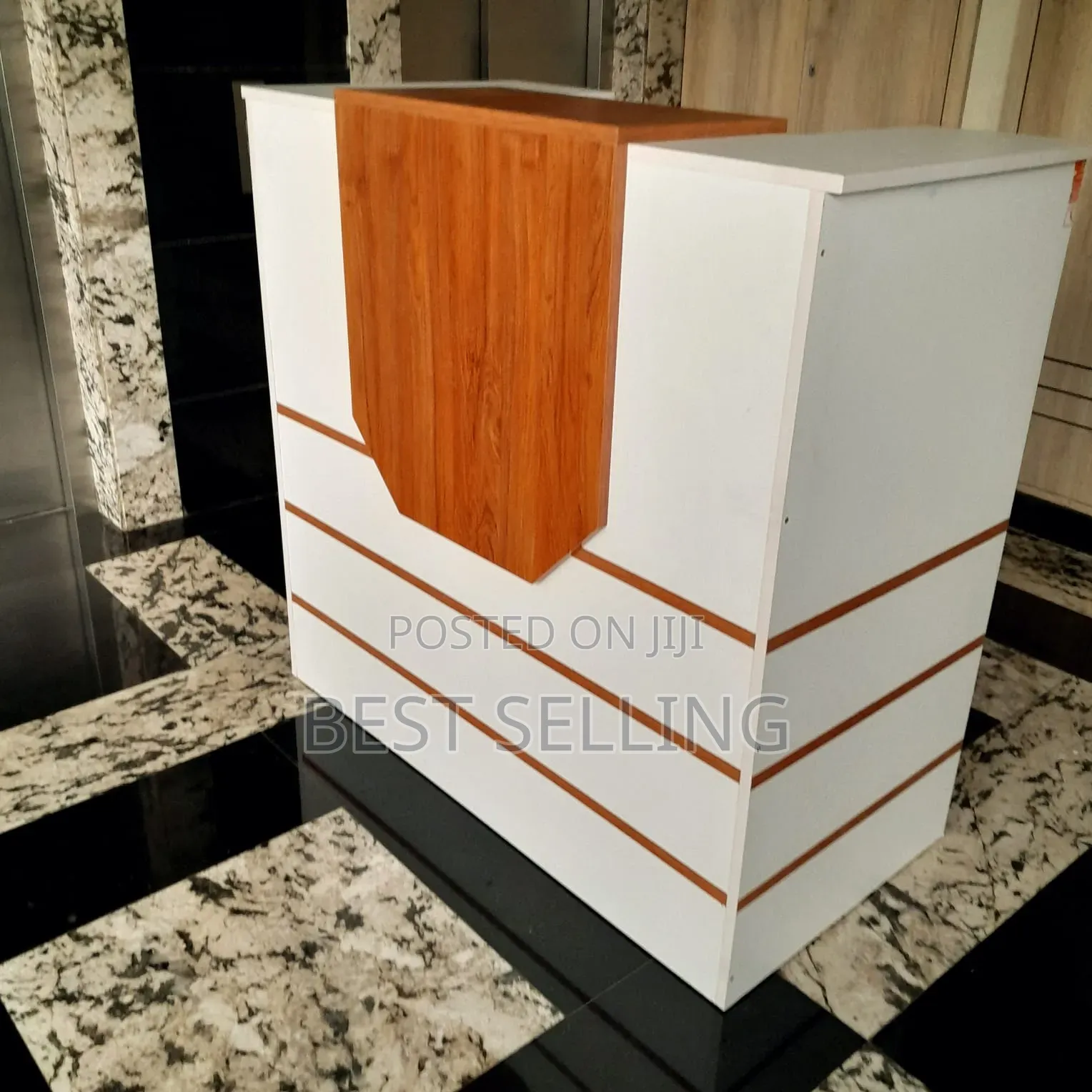 Brown Striped Modern Receptionist Desk