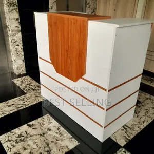 Brown Striped Modern Receptionist Desk