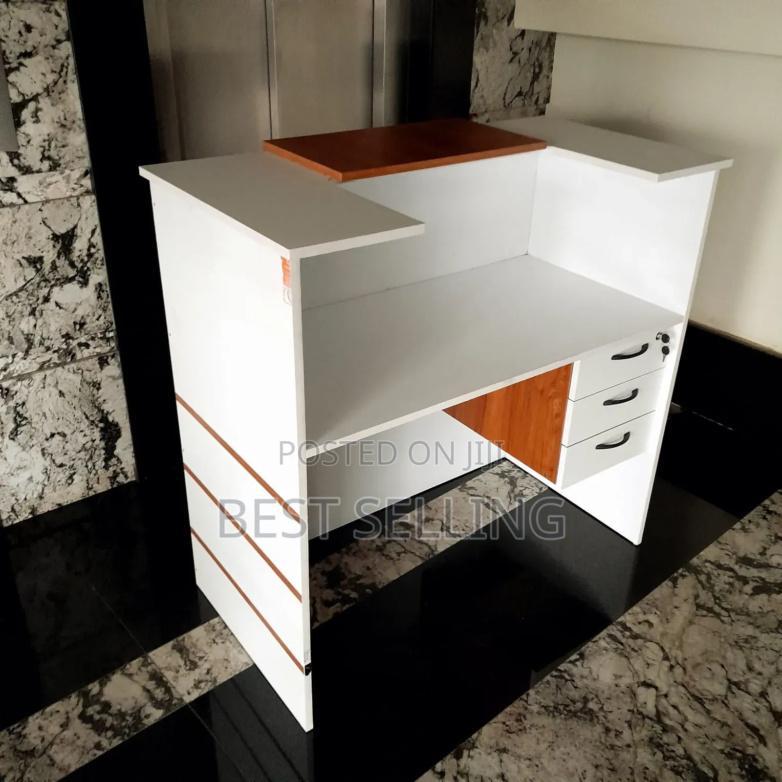 Brown Striped Modern Receptionist Desk