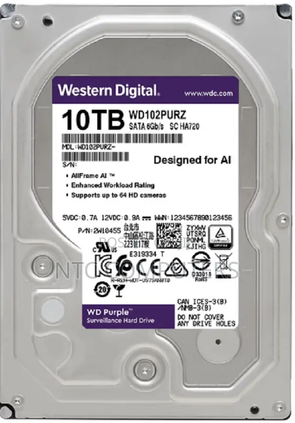 WD Purple 10TB Smart Video Surveillance Hard Drive